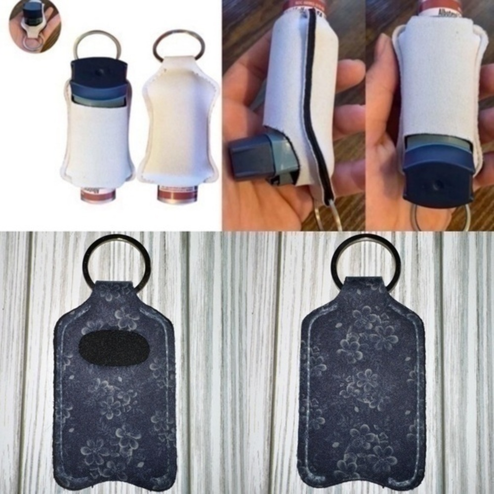Silver floral black inhaler holder new